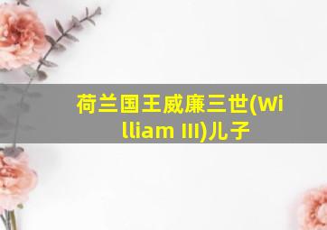 荷兰国王威廉三世(William III)儿子